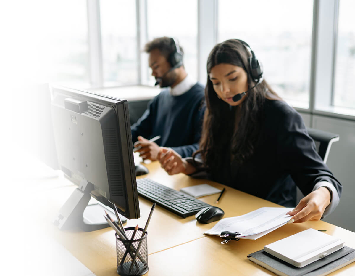 Customer services employees at the office